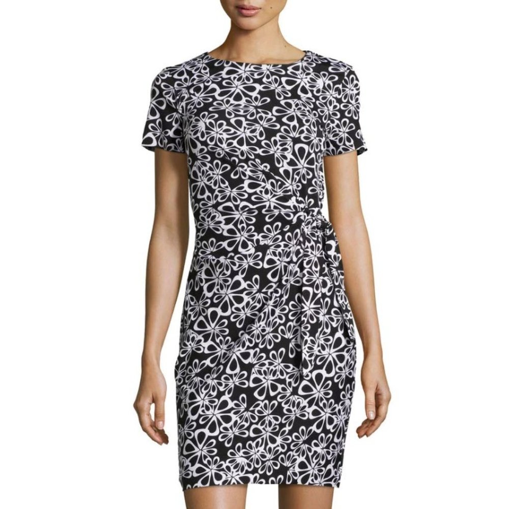 Diane Von Furstenburg Black & White Floral Wrap Dress 4